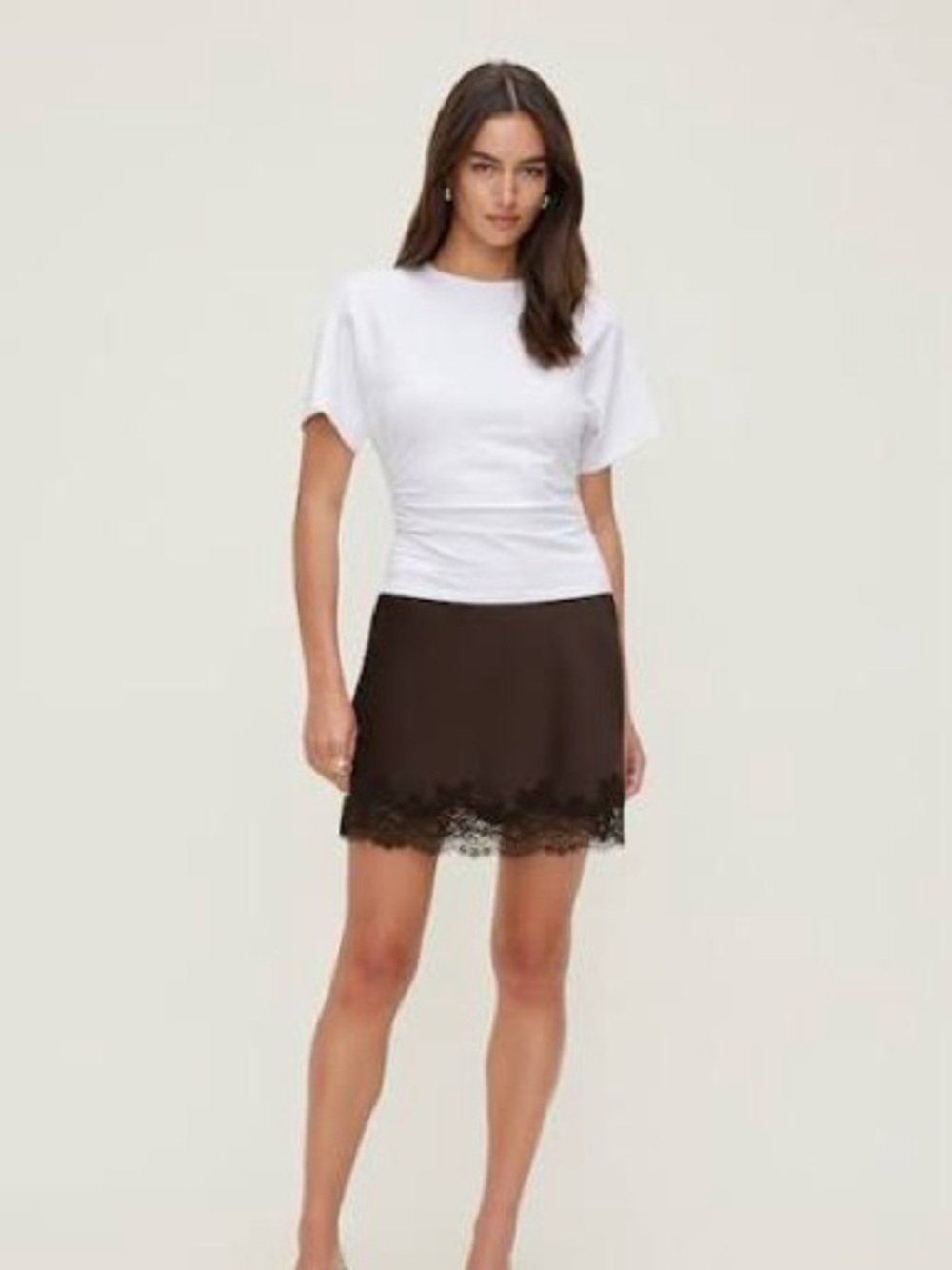 NWOT Black lace lined small skirt